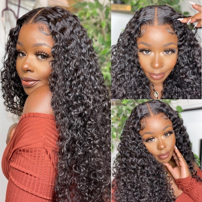 Kriyya Beginner Friendly Glueless V Part Curly Wig No Leave Out No Gel Human Hair Wig  Effortless To Put On 150% Density Natural Color