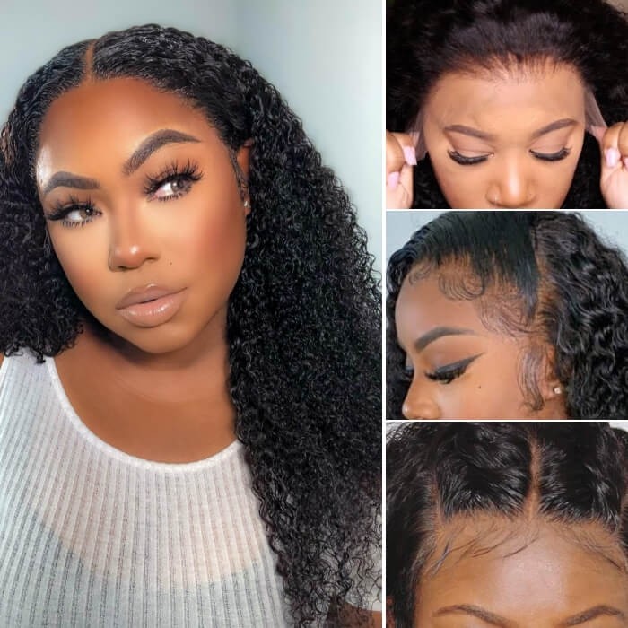 Kriyya Youtuber Same Kinky Curly 4C Human Hair Wig 13x4 Lace Frontal Wig 150% Density Pre Plucked Wig With Baby Hair Beginner Friendly