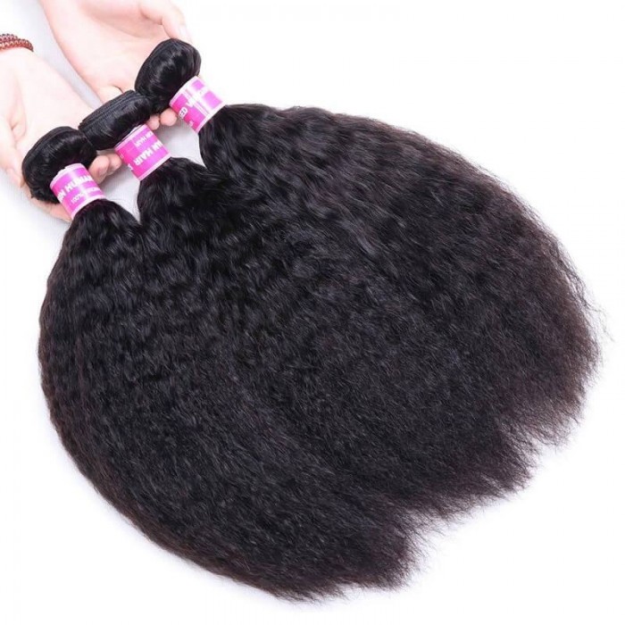 Kriyya Kinky Straight Brazilian Hair 3 Bundles 100 Human Hair Weave