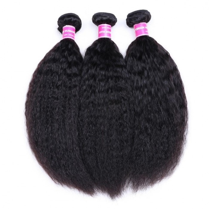 Kriyya Kinky Straight Brazilian Hair 3 Bundles 100 Human Hair Weave
