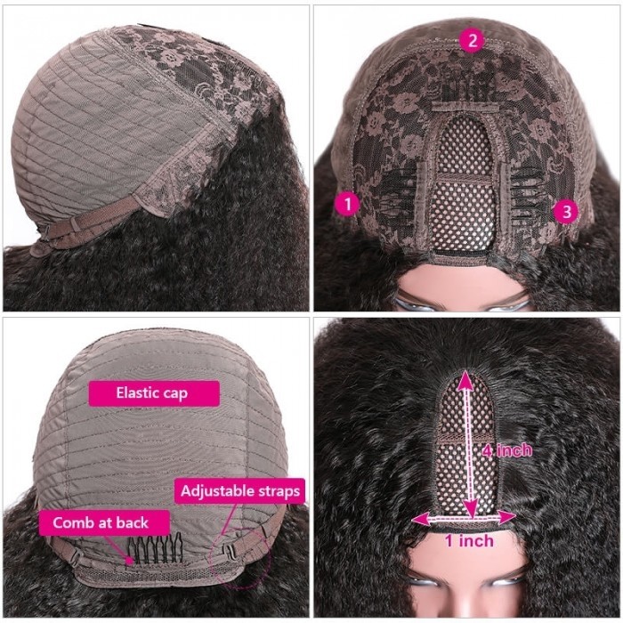 Kriyya Glueless Kinky Straight Brazilian Hair U Part Wig 150% Density Beginner Friendly At A Favorable Price