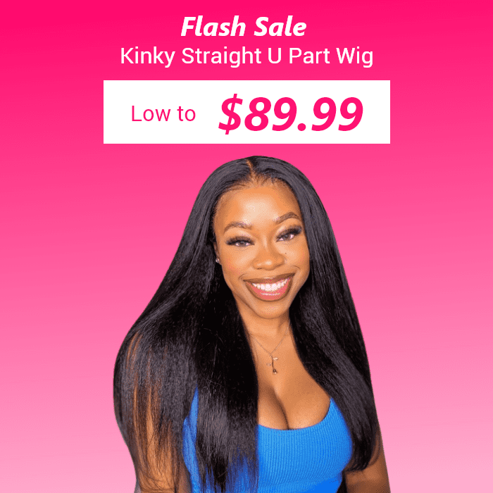 Flash Sale Kinky Straight U Part Wig 150 Density Virgin Human Hair Wigs