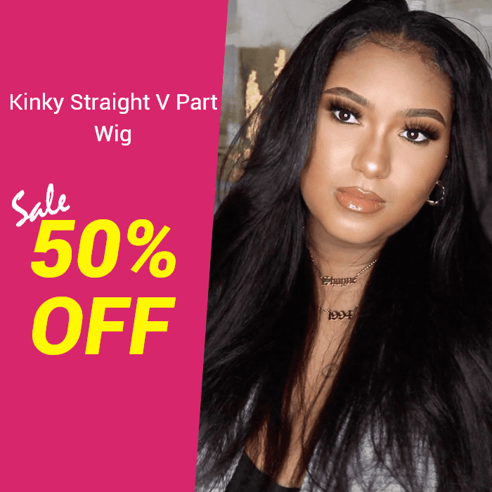 Lowest Price - V Part Yaki Straight Wig No Leave Out Human Hair Wig At $105.88