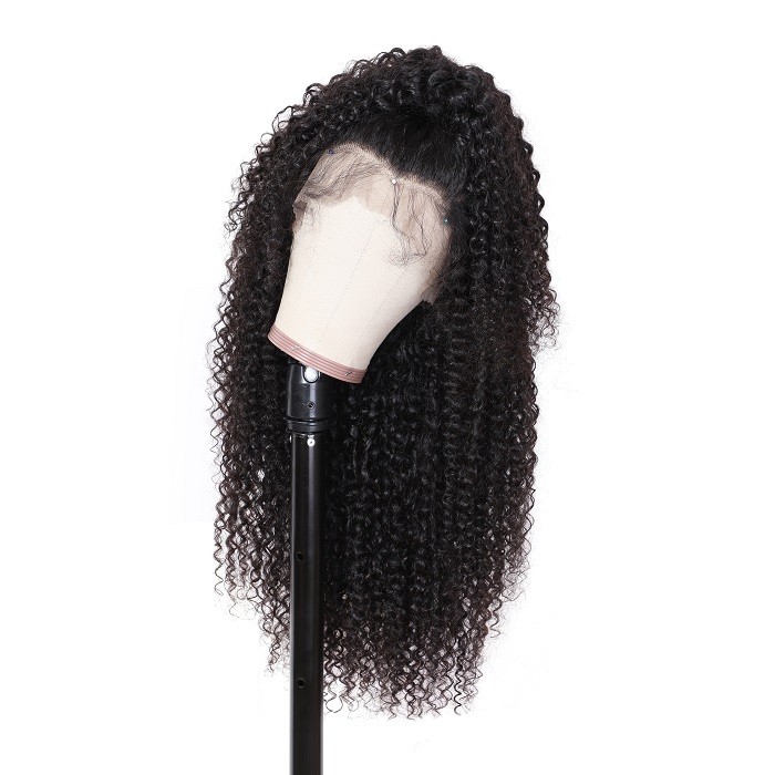Kriyya Hair Virgin Curly Human Hair 150% Density Transparent 13x6 Lace Frontal Wig 