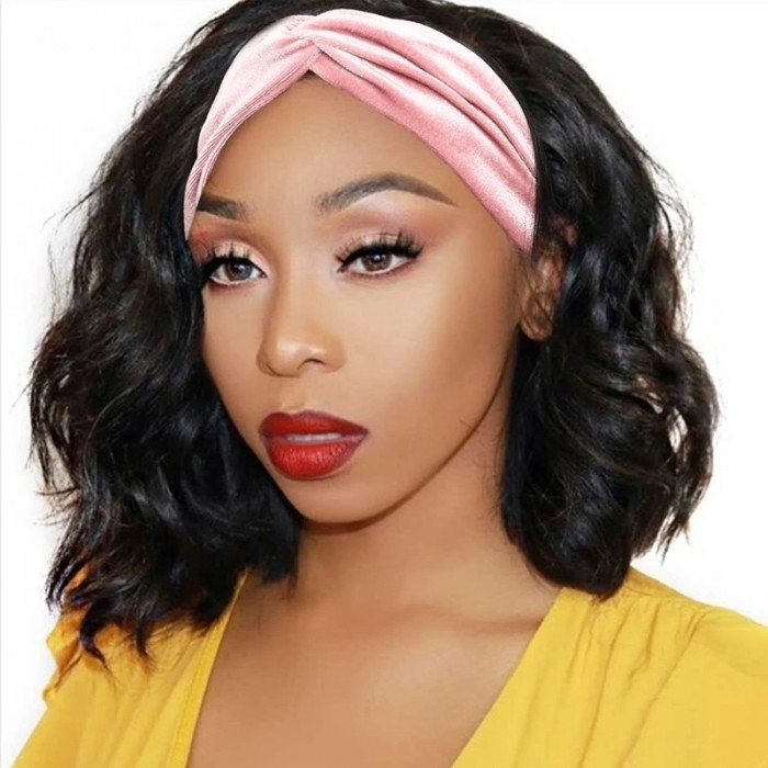 Kriyya Human Hair Headband Wigs Body Wave Glueless Human Hair Bob Wigs 150% Density Natural Color