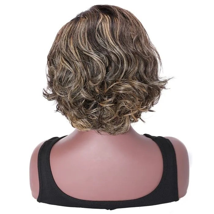 Kriyya Short Wavy Bob Wigs Honey Blonde Highlight 13x4 Lace Front Wigs Virgin Hair 150% Density