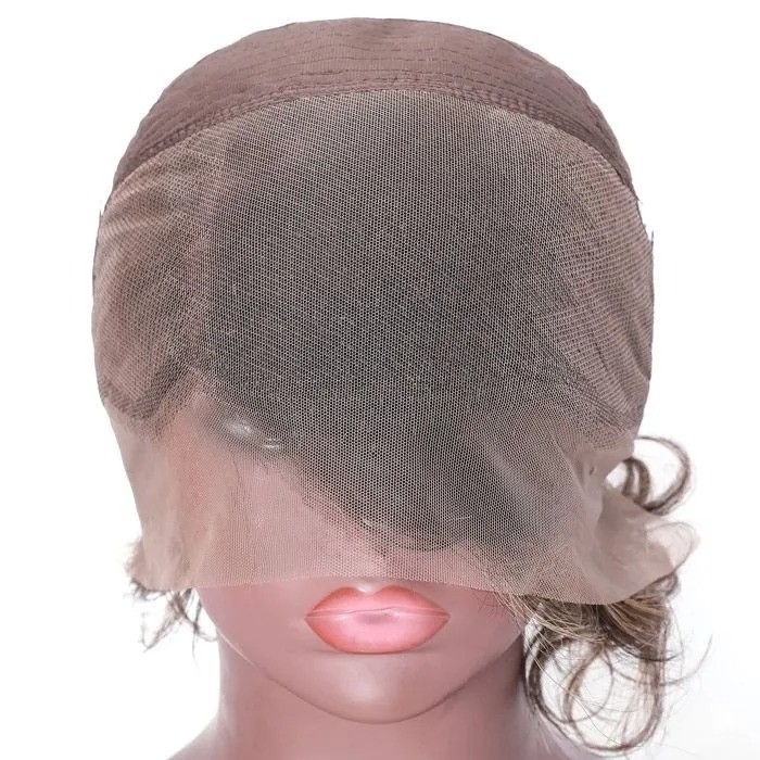 Kriyya Short Wavy Bob Wigs Honey Blonde Highlight 13x4 Lace Front Wigs Virgin Hair 150% Density
