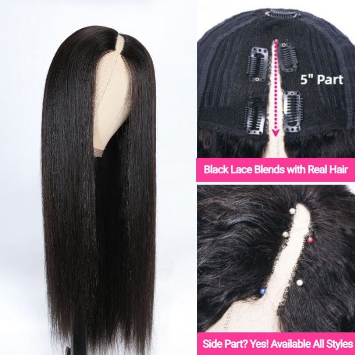 Kriyya Silky Straight V-Part Capless Wig Easy For Beginners No Cut Needed No Gluing Required