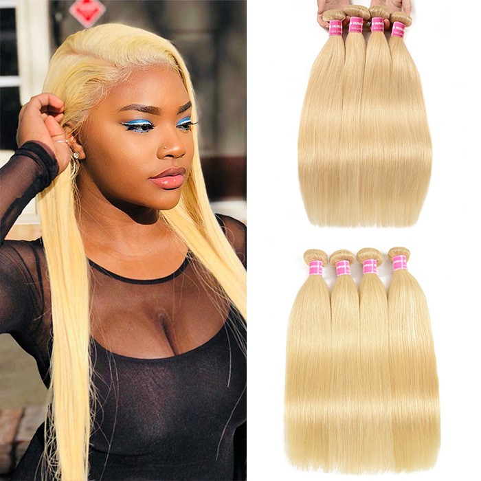 Kriyya Straight Hair Hair 4 Bundles 613 Blonde Peruvian Human Hair