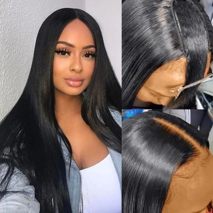 Kriyya Straight U Part Wig Glueless Virgin Human Hair Wigs U Shape Wigs 150% Density Natural Color