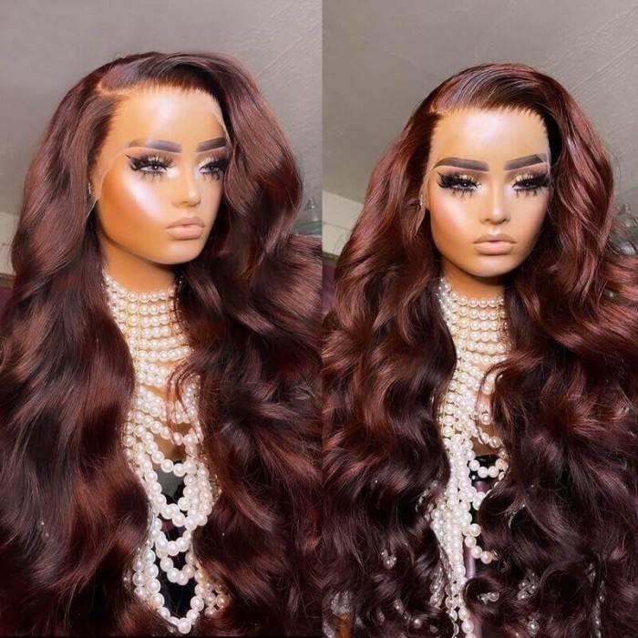 Flash Sale 13X4 Strawberry Brunette Human Hair Body Wave Wig