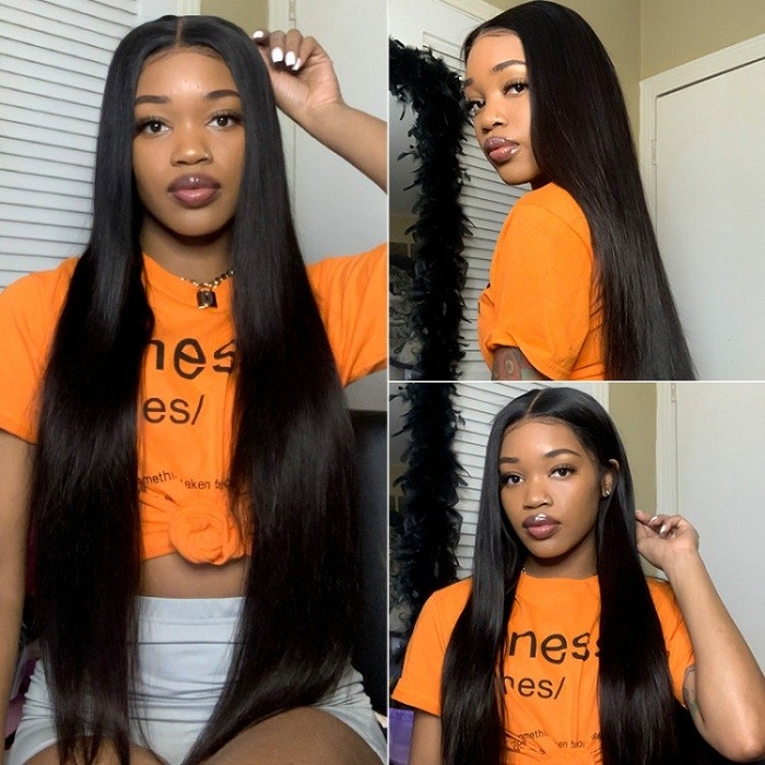 Kriyya Lace Part Wigs Straight Hair Middle Part Lace Frontal Wig 4 Inch Deep Part Lace Wigs