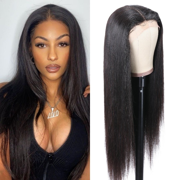 Kriyya Lace Part Wigs Straight Hair Middle Part Lace Frontal Wig 4 Inch Deep Part Lace Wigs