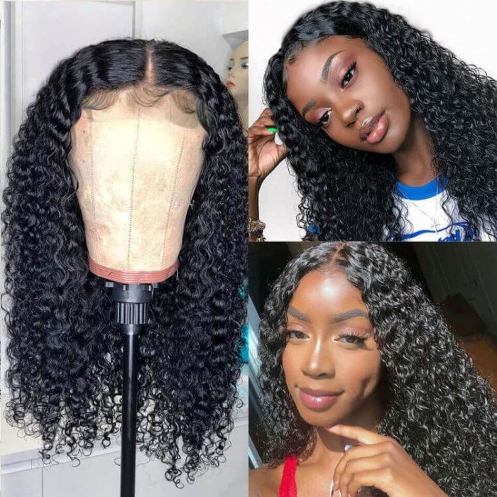 Kriyya Tight Deep Wave Human Hair Wig With Pre Plucked Natural Hairline 13x4 Lace Front Wig 150% Density