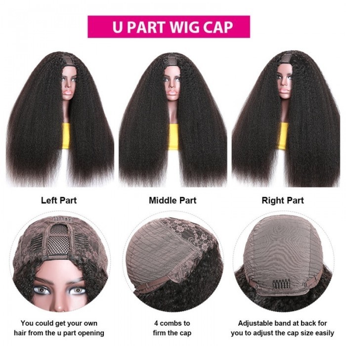 Kriyya Glueless Kinky Straight Brazilian Hair U Part Wig 150% Density Beginner Friendly At A Favorable Price