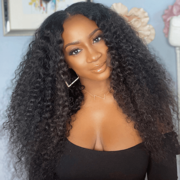 Kriyya V Part Curly Wig No Leave Out Human Hair Wig Upgrade U Part Wig Natural Color