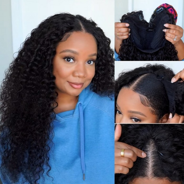 HOT: New V-Part Kinky Curly Wig No Leave Out