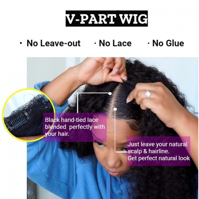 HOT: New V-Part Kinky Curly Wig No Leave Out