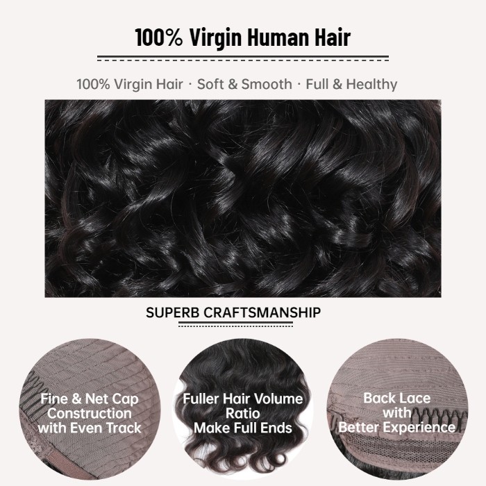 Kriyya Velvet Headband Wigs Natural Wave Glueless Human Hair Wigs 613 Color 16-22 Inch