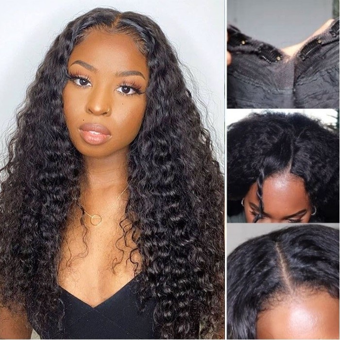 Kriyya Wet & Wavy Deep Wave V-Part Wigs Virgin Hair One Can Changed Into  Two Styles 
