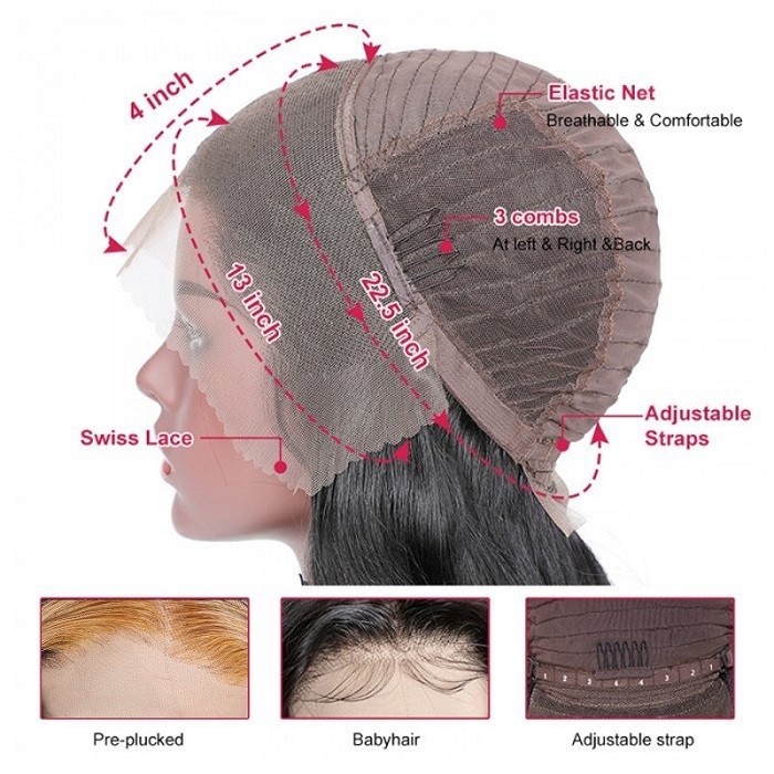 Kriyya Honey Blonde Skunk Stripe Highlight Loose Wave 13X4 Lace Front Wig 150% Density