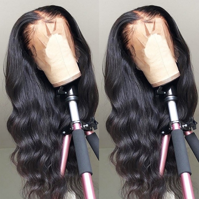 Kriyya 13x4 Lace Frontal Wig Body Wave Human Hair 180% Density Glueless Pre Plucked