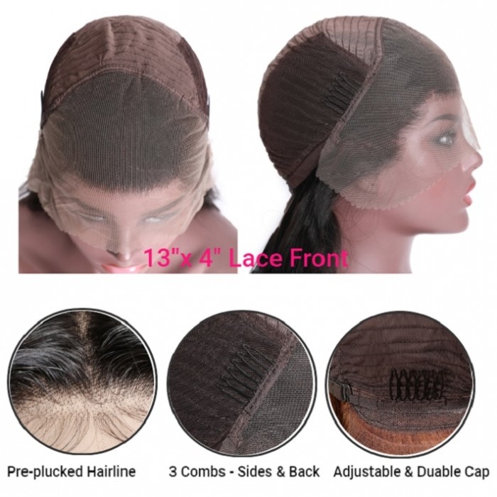 Kriyya 13x4 Lace Frontal Wig Body Wave Human Hair 180% Density Glueless Pre Plucked