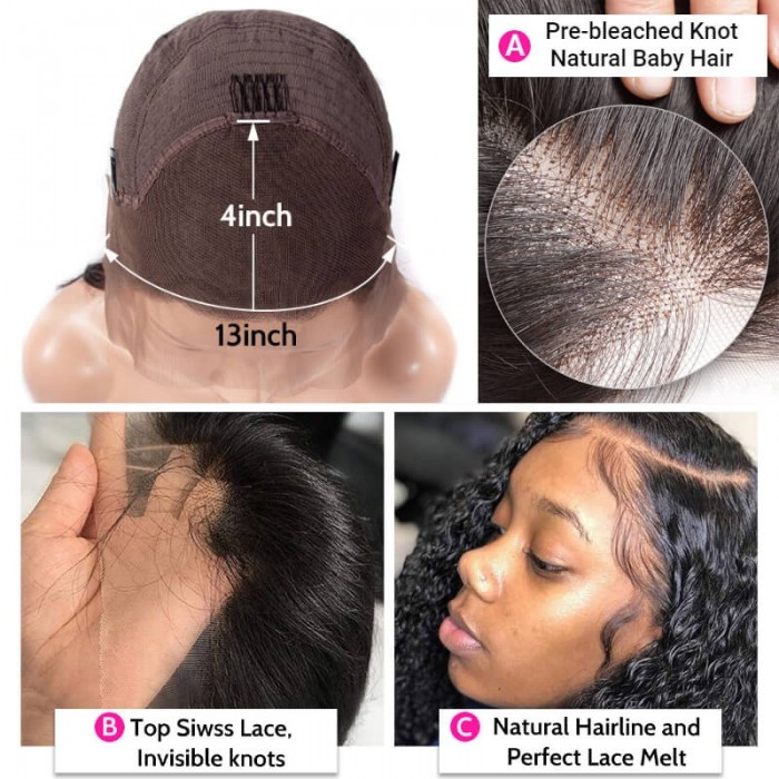 Kriyya Youtuber Recommendation 90's Inspired Layered Cut 13X4 Lace Frontal Straight Wig 150% Density Natural Black Virgin Hair