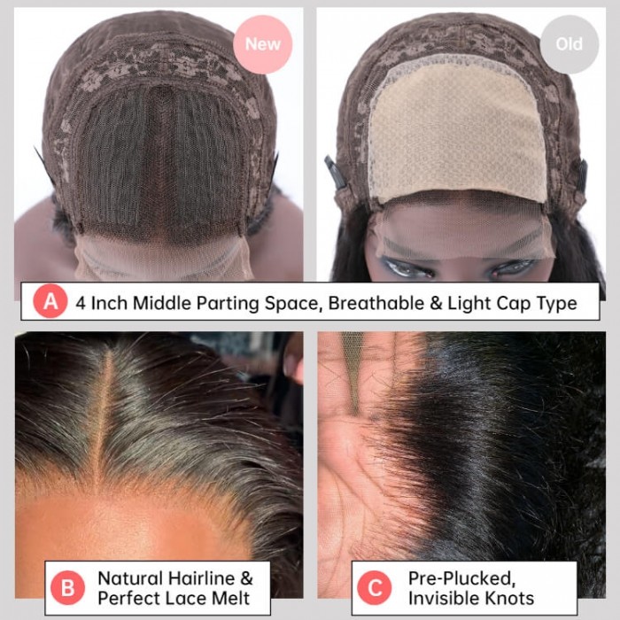 Kriyya Ombre Colored Bob Wigs with Face Freaming Streaks Lace Part Highlight Human Hair Wig With Dark Root 150% Density