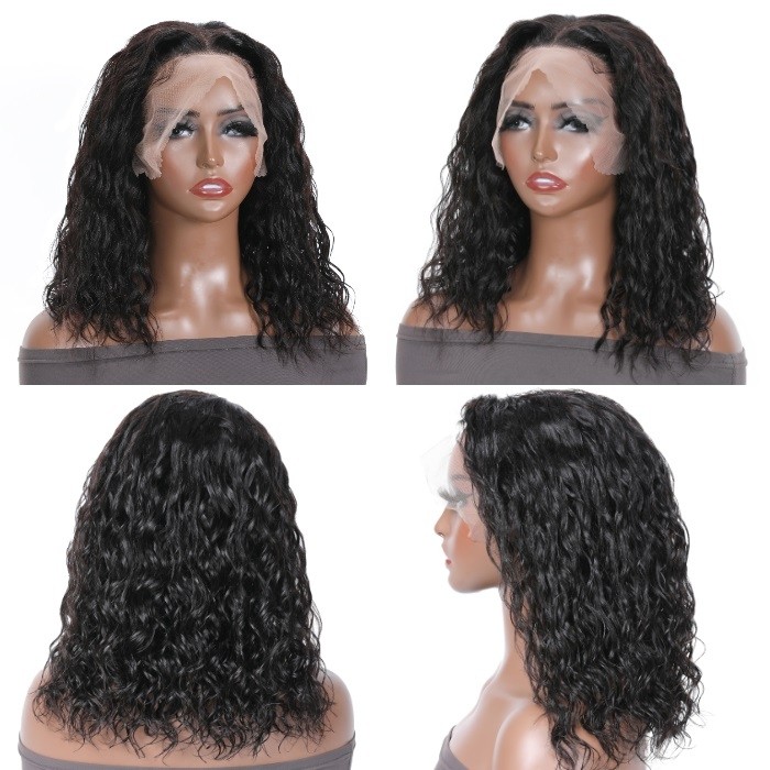 Kriyya Short Wavy Bob T Part Lace Front Wig 150% Density