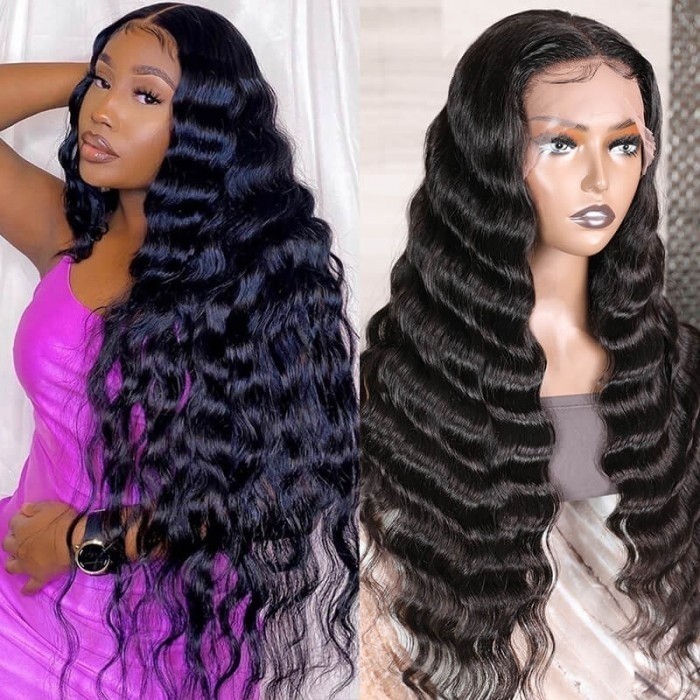 Flash Sale Kriyya Loose Deep Wave T Part Lace Front Wigs