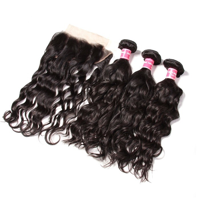 Kriyya Indian Hair 3 Pcs Natural Wave 100 Real Human Hair Weave With 13*4 Lace Frontal