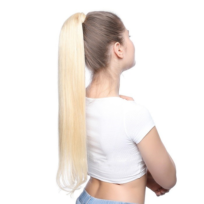 Kriyya 24 Inch Wrap Ponytail Extension Hair Extensions 100g Blonde Hair