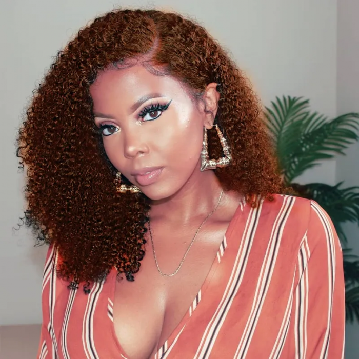 Kriyya Light Auburn Color Kinky Curly Short Wigs #33 Rich Brown 100% Human Hair Machine Made Wigs
