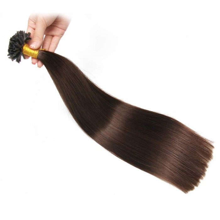 Kriyya Professional U-Tip Hair Extensions Nail Tip Hair-Dark Brown