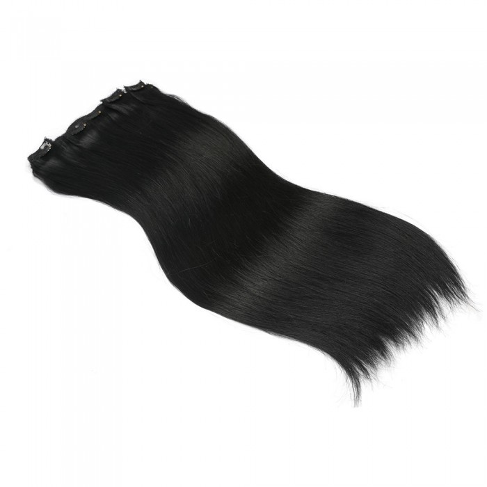 Kriyya 100g Clip In Hair Extensions Jet Black Remy Human Hair Clip Ins