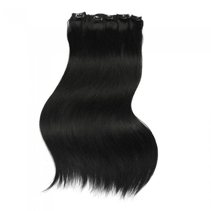Kriyya 100g Clip In Hair Extensions Jet Black Remy Human Hair Clip Ins