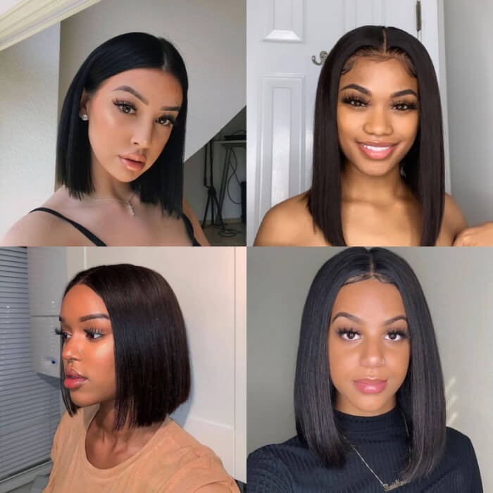 Kriyya Remy 13x4 Lace Closure Bob Wig Straight Short Human Hair Wigs  150% Density