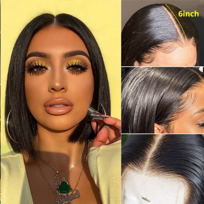 Kriyya Bob Lace Front Wigs Human Hair 13x6 Deep Part 150% Density 