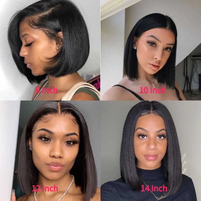 Kriyya Hand Tied 4x4 Lace Closure Straight Bob Wig Natural Hairline 150% Density