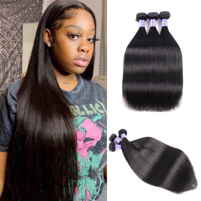 Kriyya Straight Hair Weave 3 Bundle Deals Malaysian Unprocessed 7A Virgin Hair
