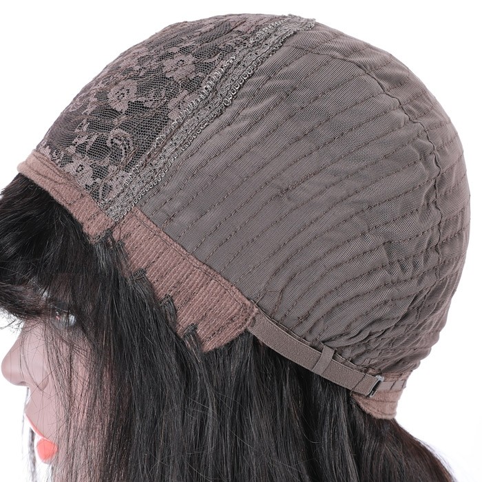 Kriyya Neat Bangs Natural Black Capless Wig Straight Human Hair Wigs With Bangs 150% Density Remy Hair Wigs