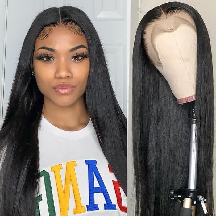 Kriyya 100% Human Hair 13x6 Lace Front Wigs With Baby hair Straight Wave Pre Plucked