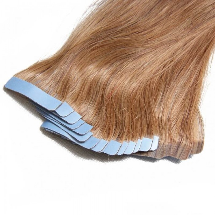 Kriyya Real Hair Tape In Extensions Light Golden Brown Remy Human Hair