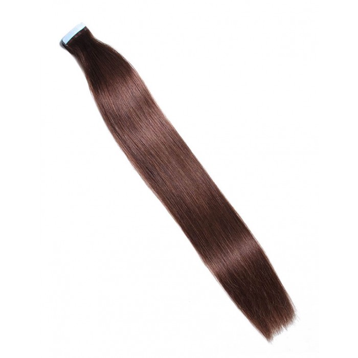 Kriyya Invisi Tape Hair Extensions Chocolate Brown Remy Hair 18-24 Inch Tape Ins
