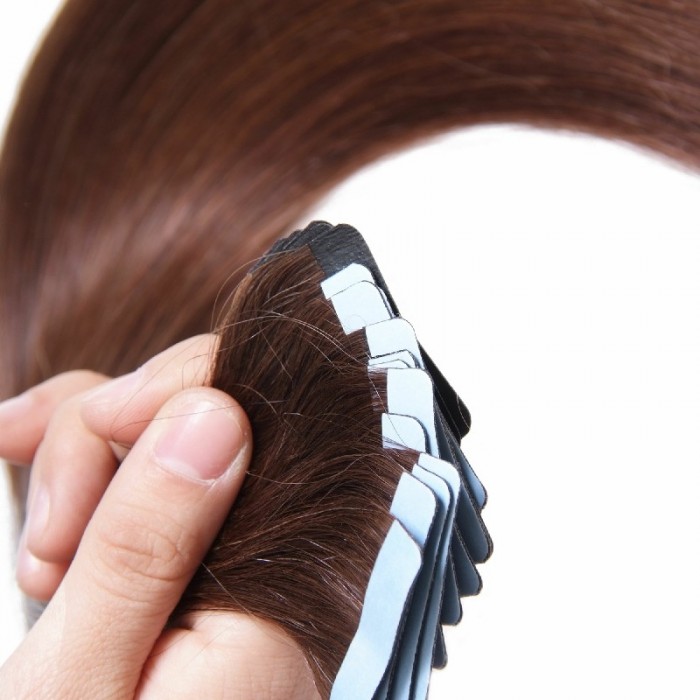 Kriyya Remy Tape In Hair Extensions Dark Brown Human Hair Extensions