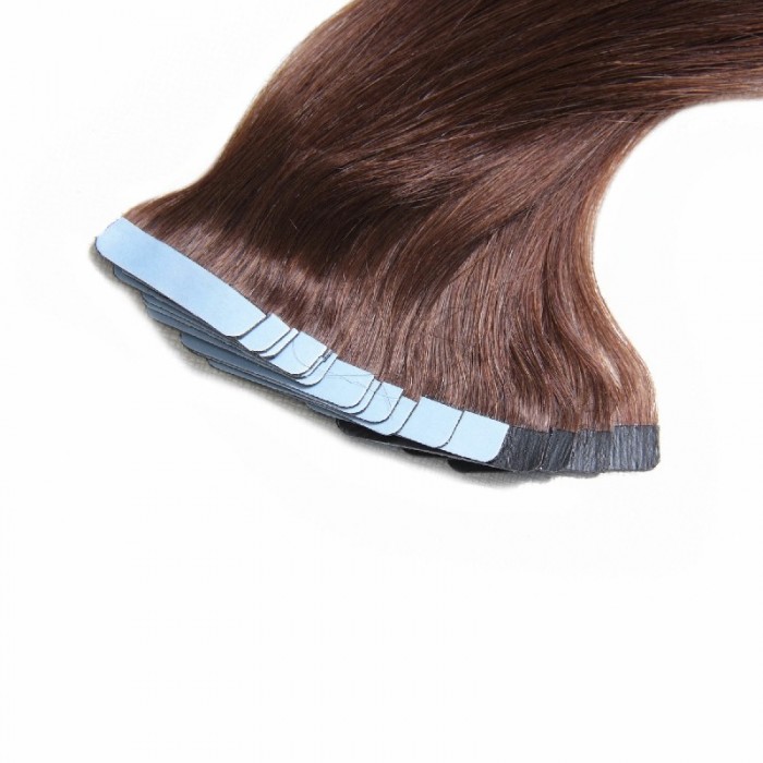 Kriyya Invisi Tape Hair Extensions Chocolate Brown Remy Hair 18-24 Inch Tape Ins