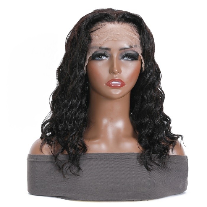 Kriyya Airy Deep Wave 13X5 T Part Lace Short Bob Wig 150% Density