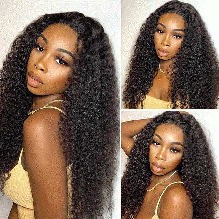 Kriyya Virgin Hair Jerry Curly 4X4 Lace Closure Wig Pre Plucked with Baby Hair