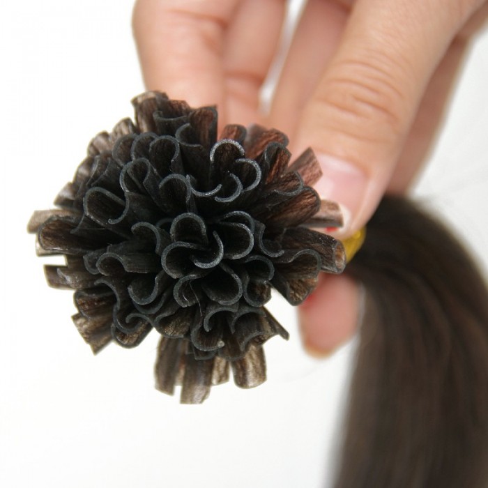 Kriyya U-Tip Hair Extensions Micro Nail Tip Hair Extensions Dark Brown